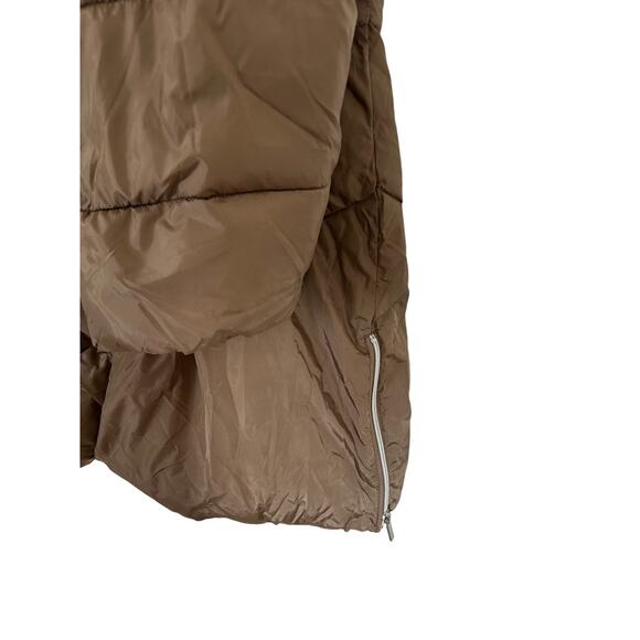 Ellos Size 4X Plus Brown Tan Neutral Puffer Font Zip Jacket Hood Winter Parka - Picture 7 of 10